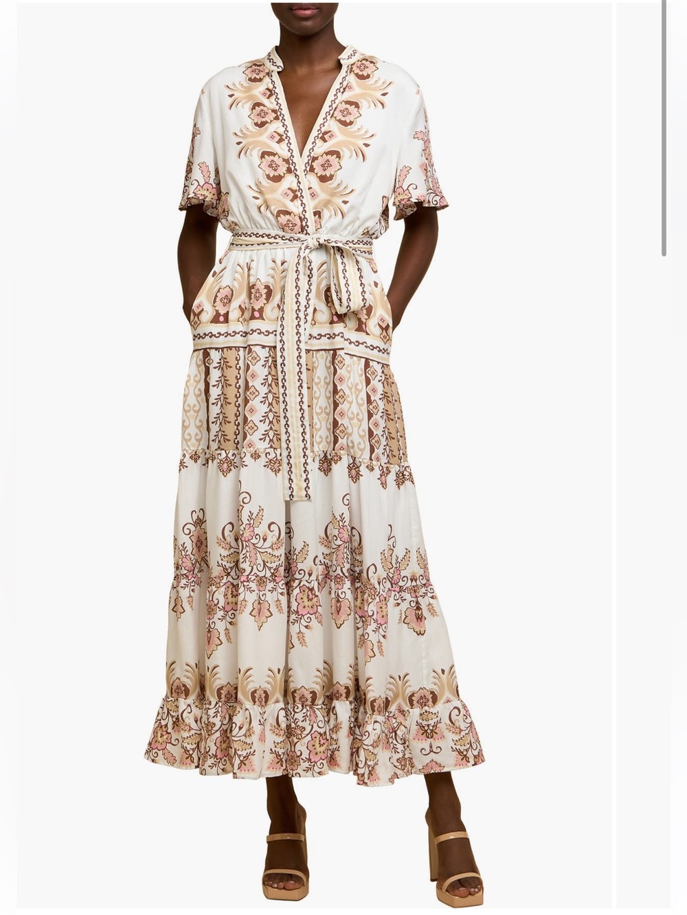 NWT Ciebon Thessa Floral Print Tie Waist Maxi Dress